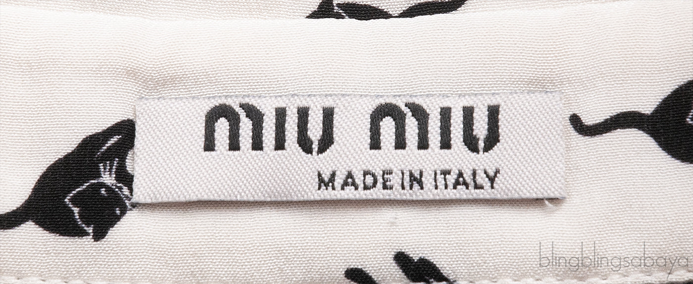 Miu Miu Black All Over Cat Print Top and Trouser
