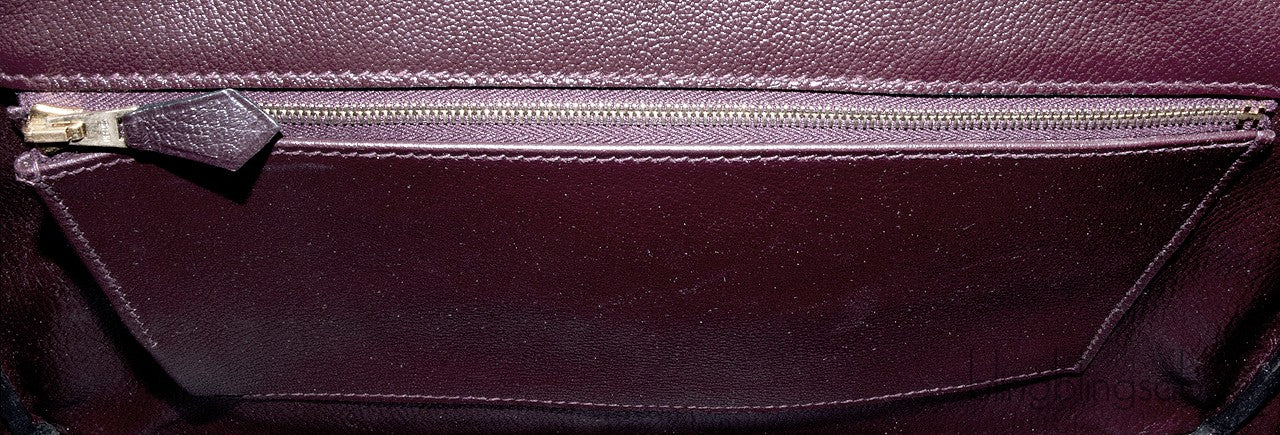 Birkin 35 Patent Prune Crocodile