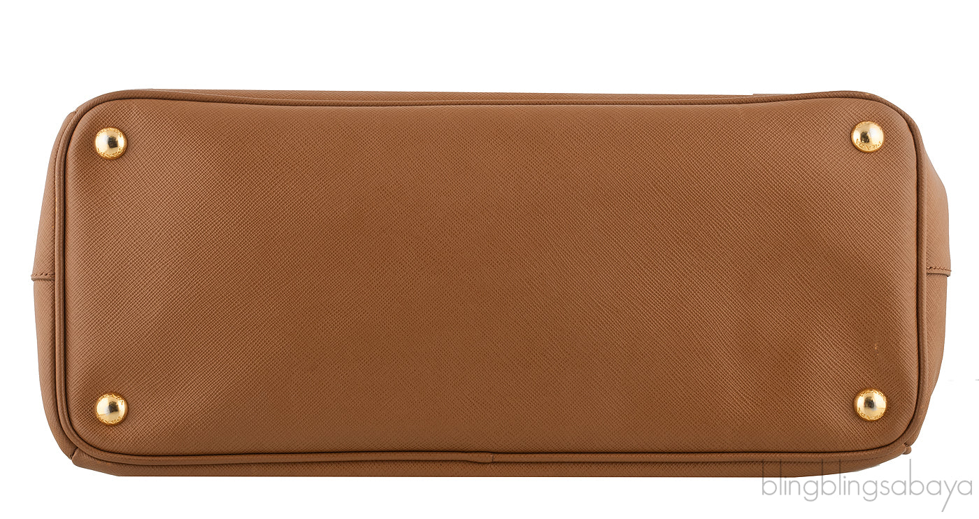 Gold Saffiano Double Zip Tote