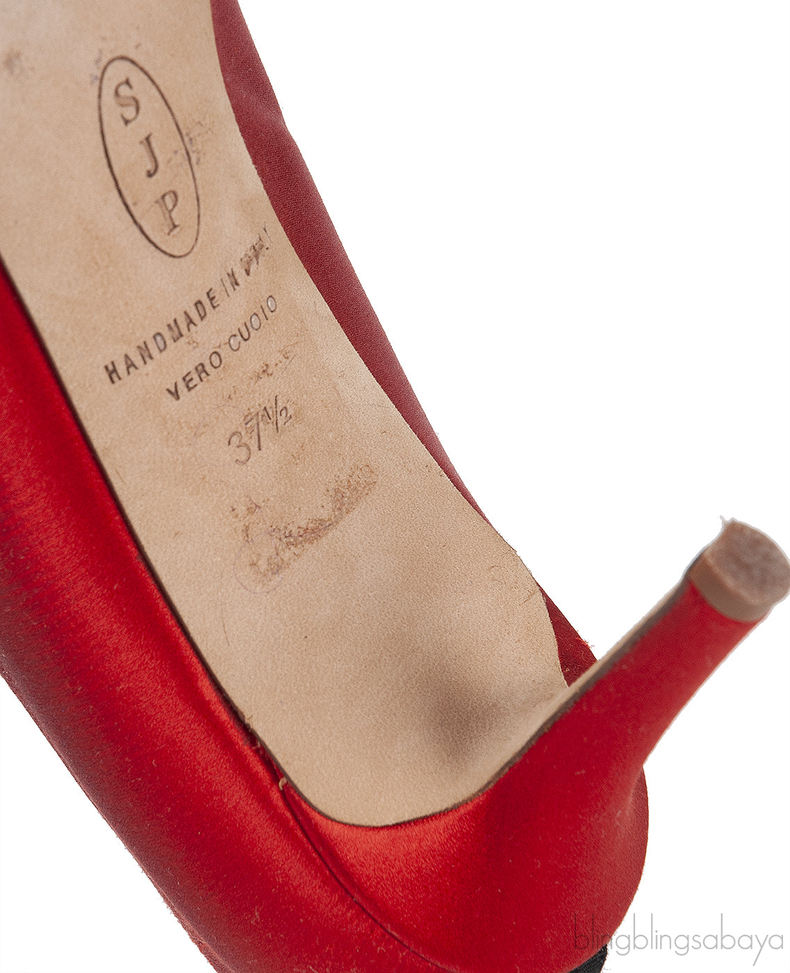Sarah Jessica Parker Red Satin Crystal Embellished Heels