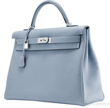 Kelly 40 Blue Lin Togo Retourne