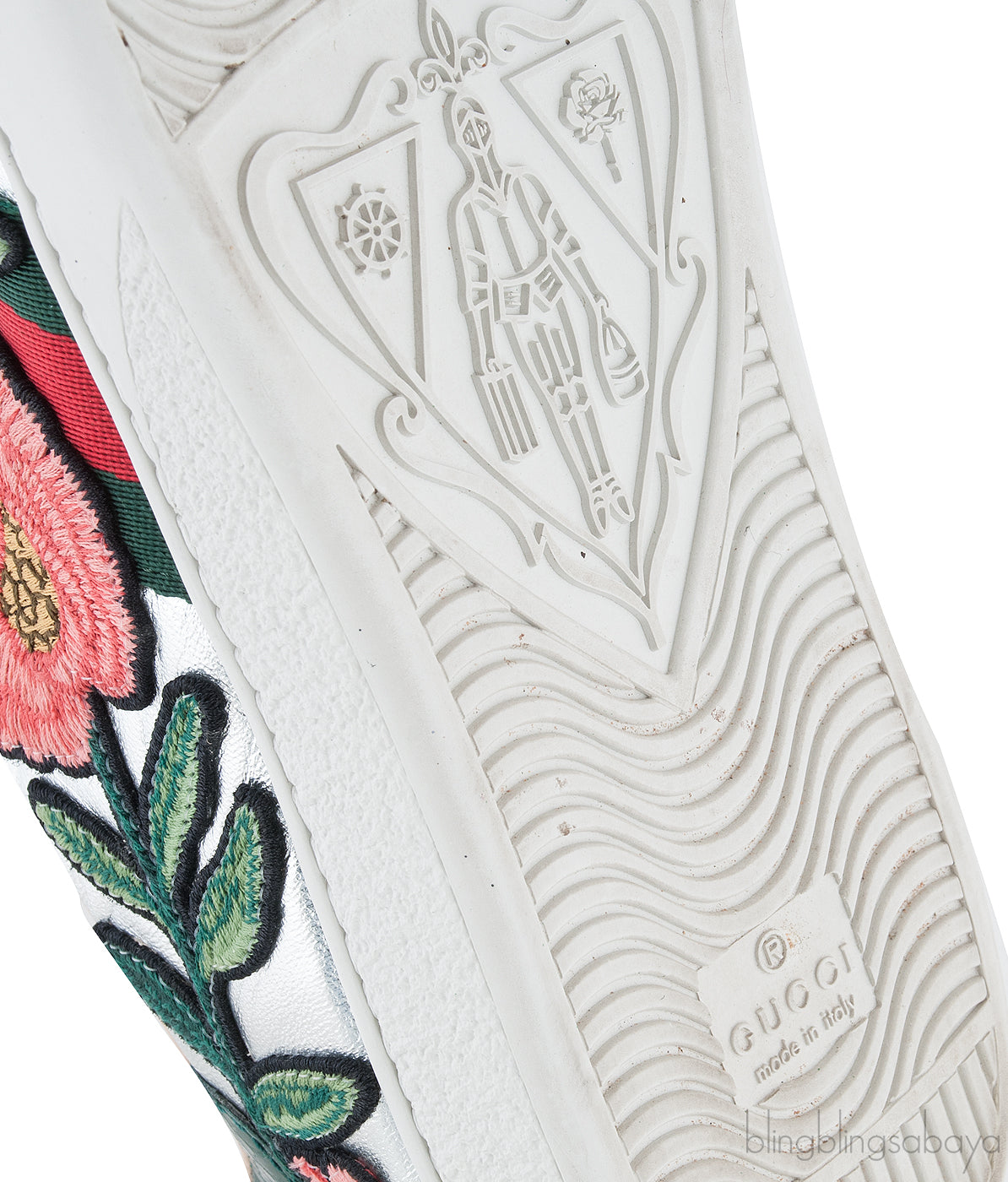 Floral Patch Silver Metallic Sneakers