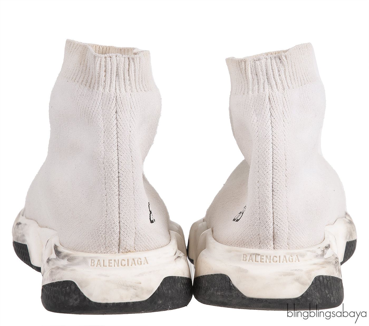 White Speed Stretch-knit High Top Kids Sneakers