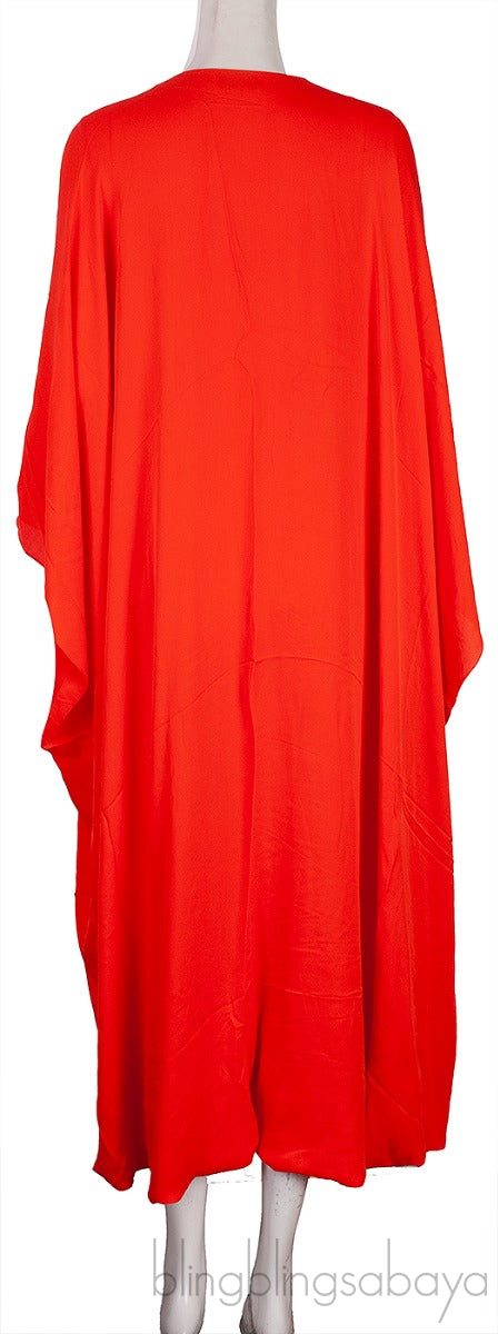 Orange Silk Kaftan Dress