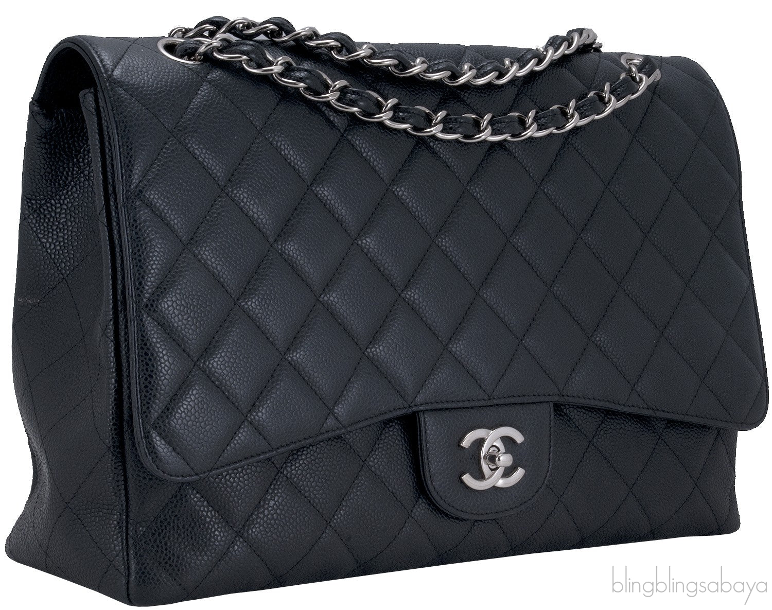 Black Caviar Maxi Flap Bag PHW