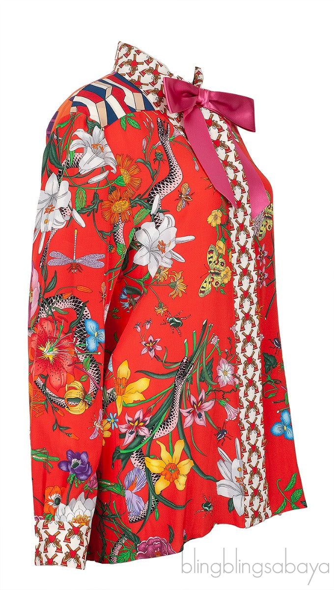 Pink Bow Multicolor Printed Shirt