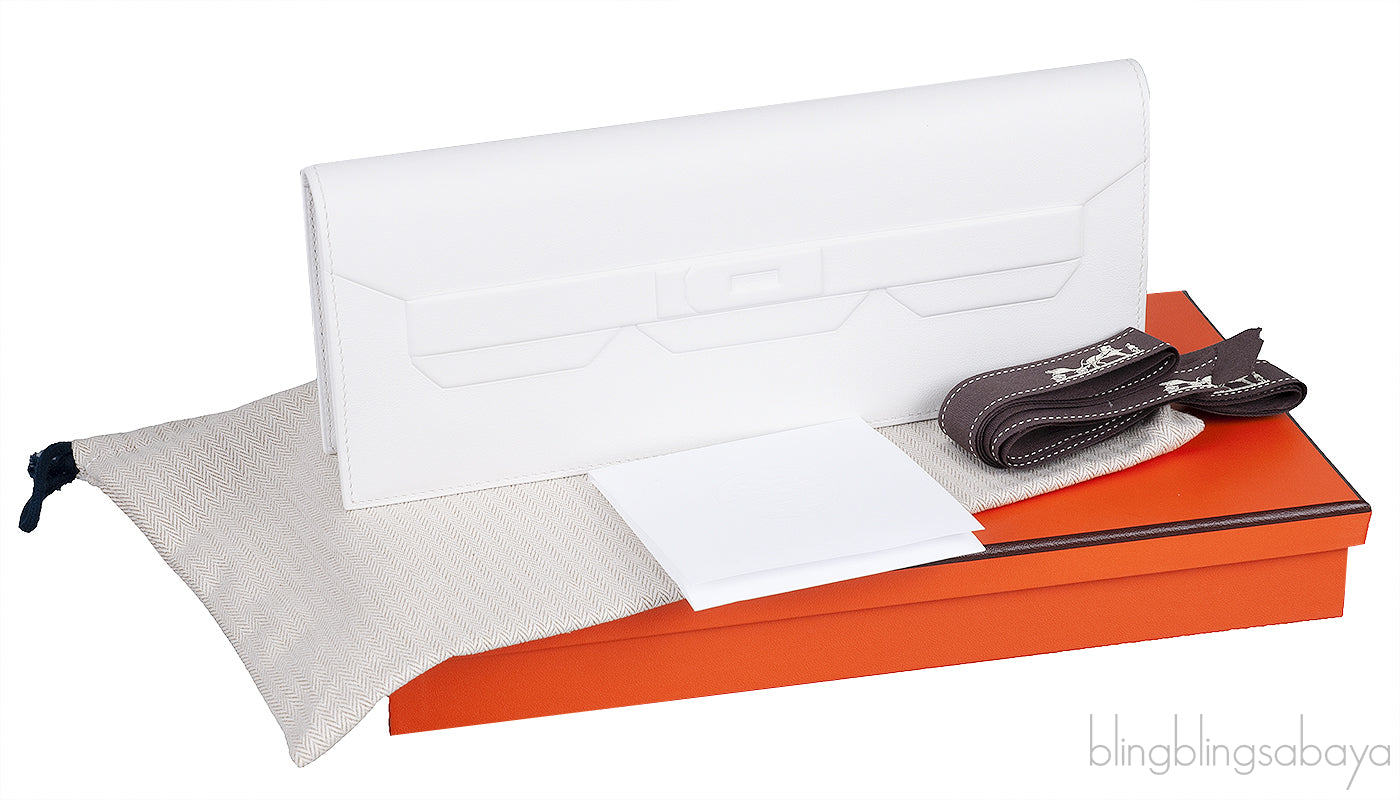 Shadow White Kelly Cut Pochette Swift