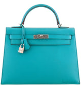Kelly 32 Bleu Paon Sellier PHW