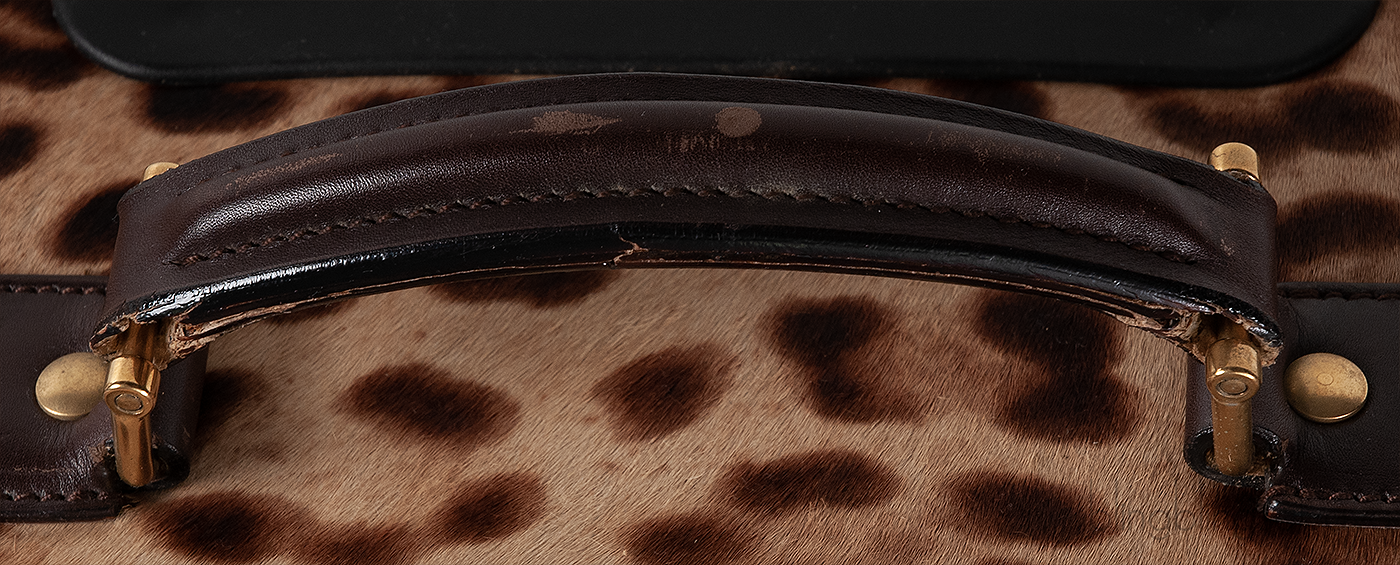 Leopard Pony Hair Large Luggage Trolley