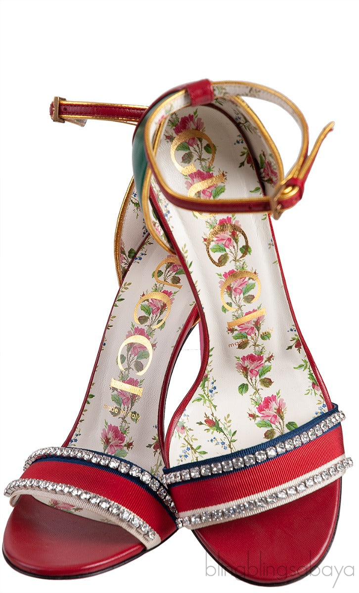 Multicolored Grosgrain Crystal Sandals