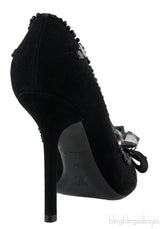 Black Catrin Bead Emb Vamp Heels