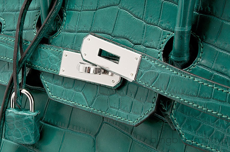 Birkin 35 Malachite Matte Crocodile