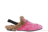 Pink Princetown GG Velvet Kids Shoes