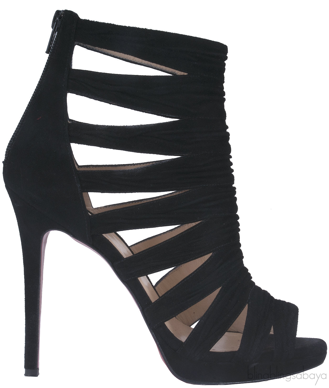 Black Suede Cut-out Leather Pump