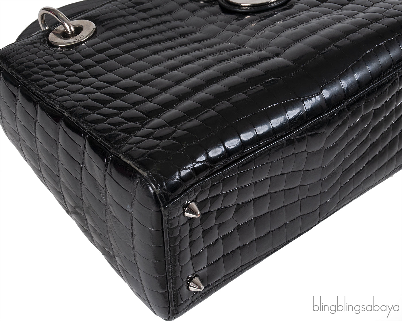 Christian Dior Lady Dior Black Medium Crocodile PHW