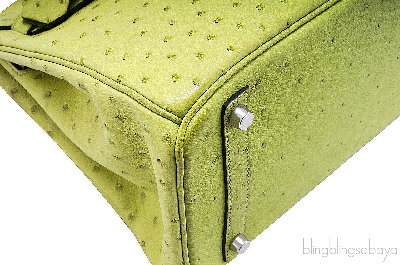 Birkin 30 Ostrich Vert Anis