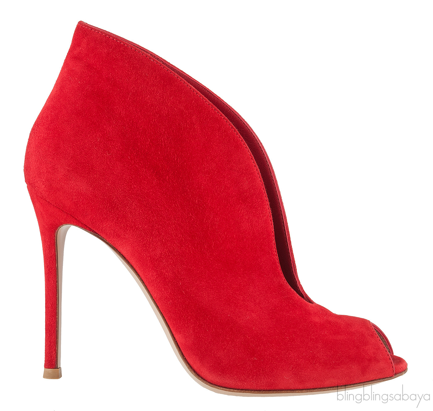 Red Suede Ankle-Flare Boots