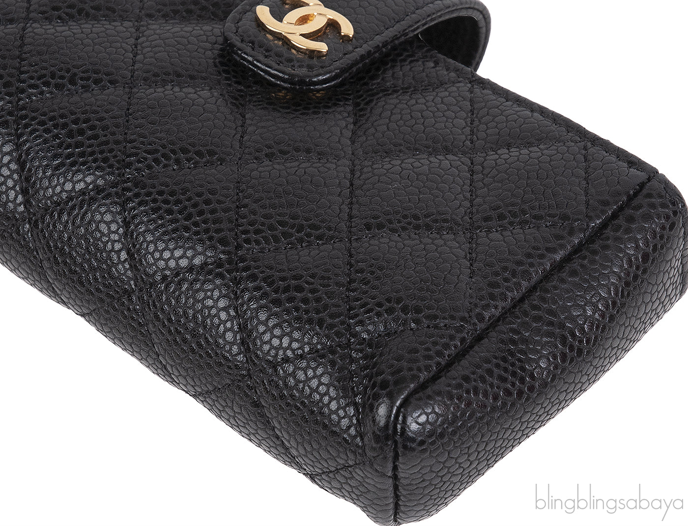 Chanel Black Quilted Phone Holder GHW