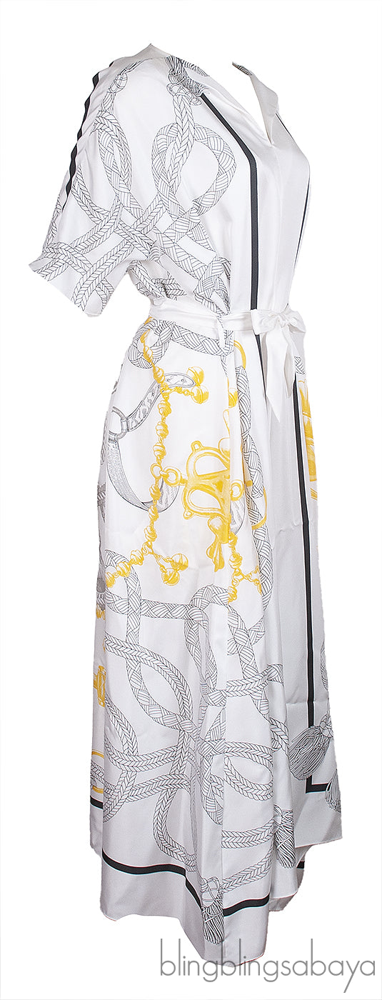 Hermes Palefroi Remix Printed Silk Caftan