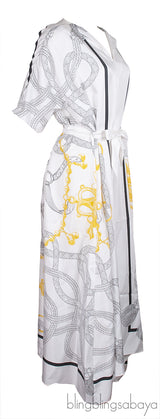 Hermes Palefroi Remix Printed Silk Caftan