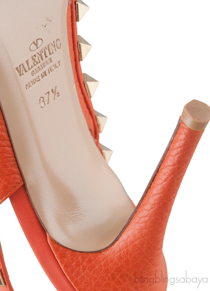 Rockstud Brique Gold Studs Heels 100