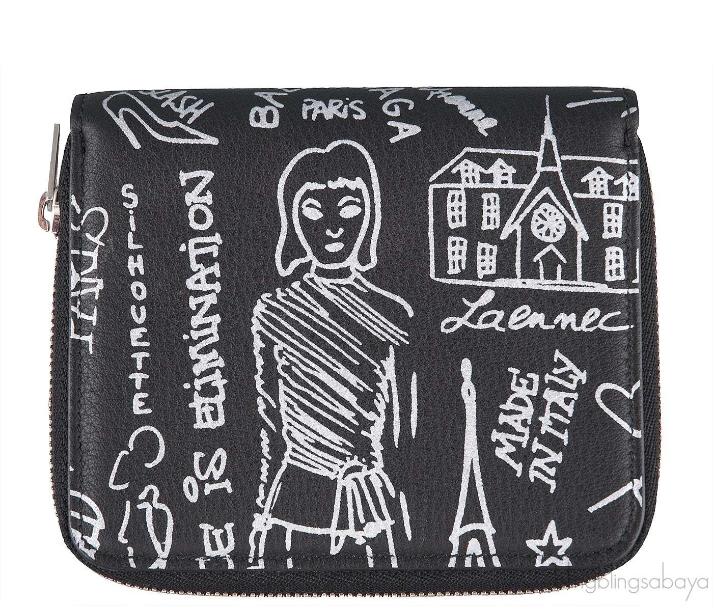 Black Graffiti Zip Around Wallet