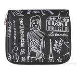 Black Graffiti Zip Around Wallet