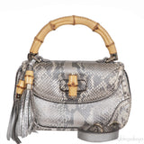 Gucci Silver Python Bamboo Handle Bag