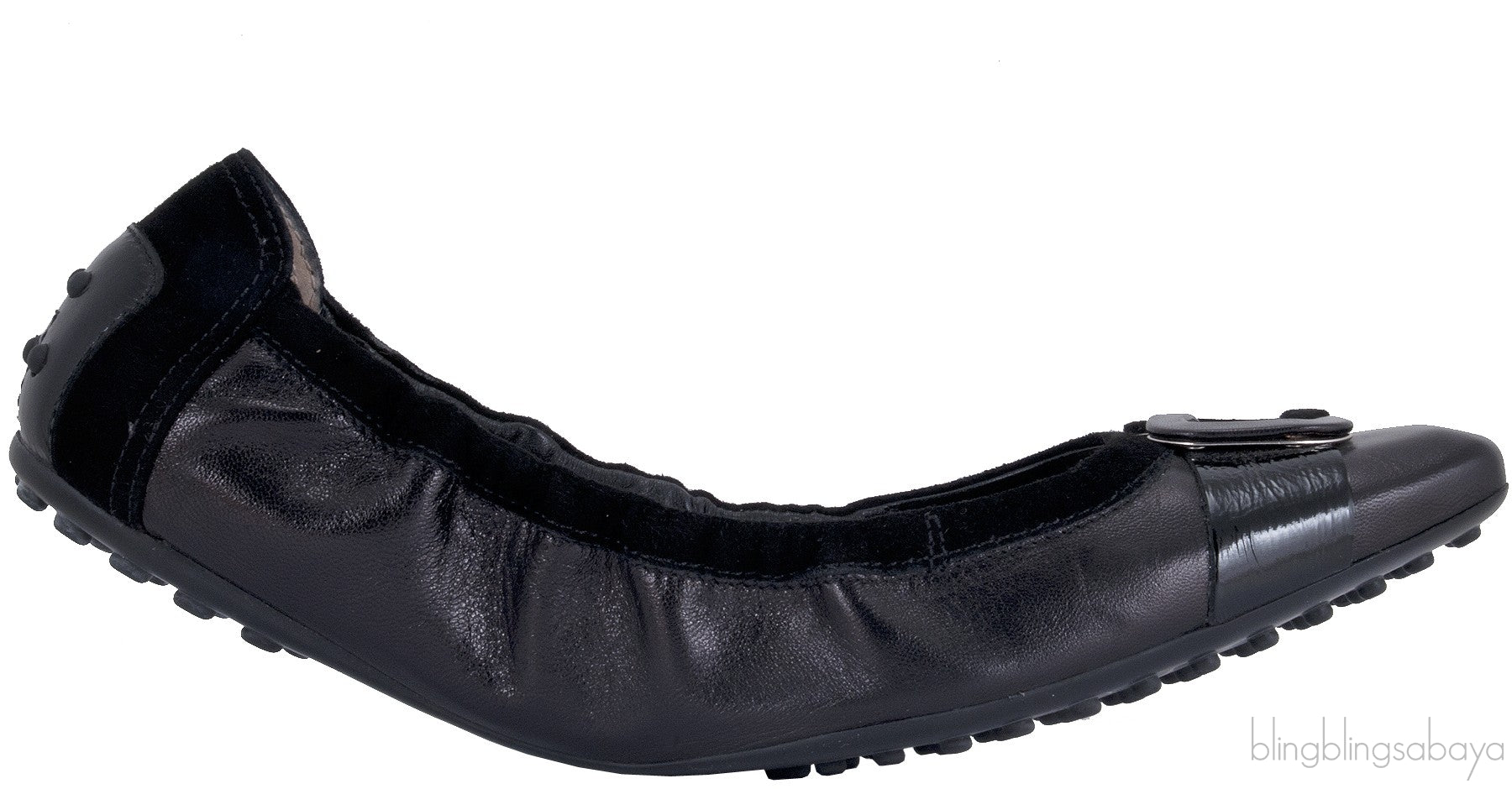 Tod\'s Black Loafer Elastic Ballet Flat