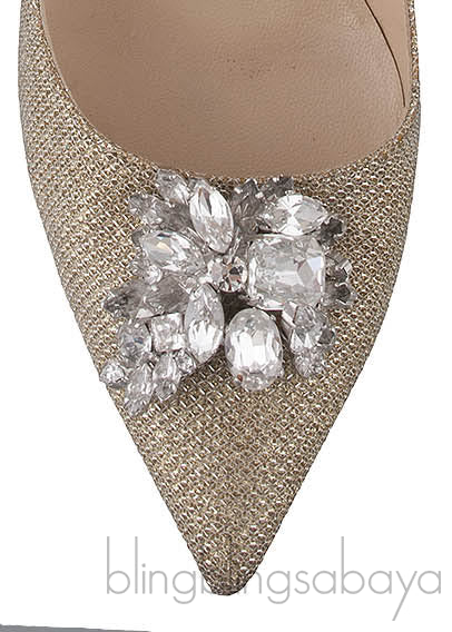 Mamey Gold Glitter Embellished Pumps