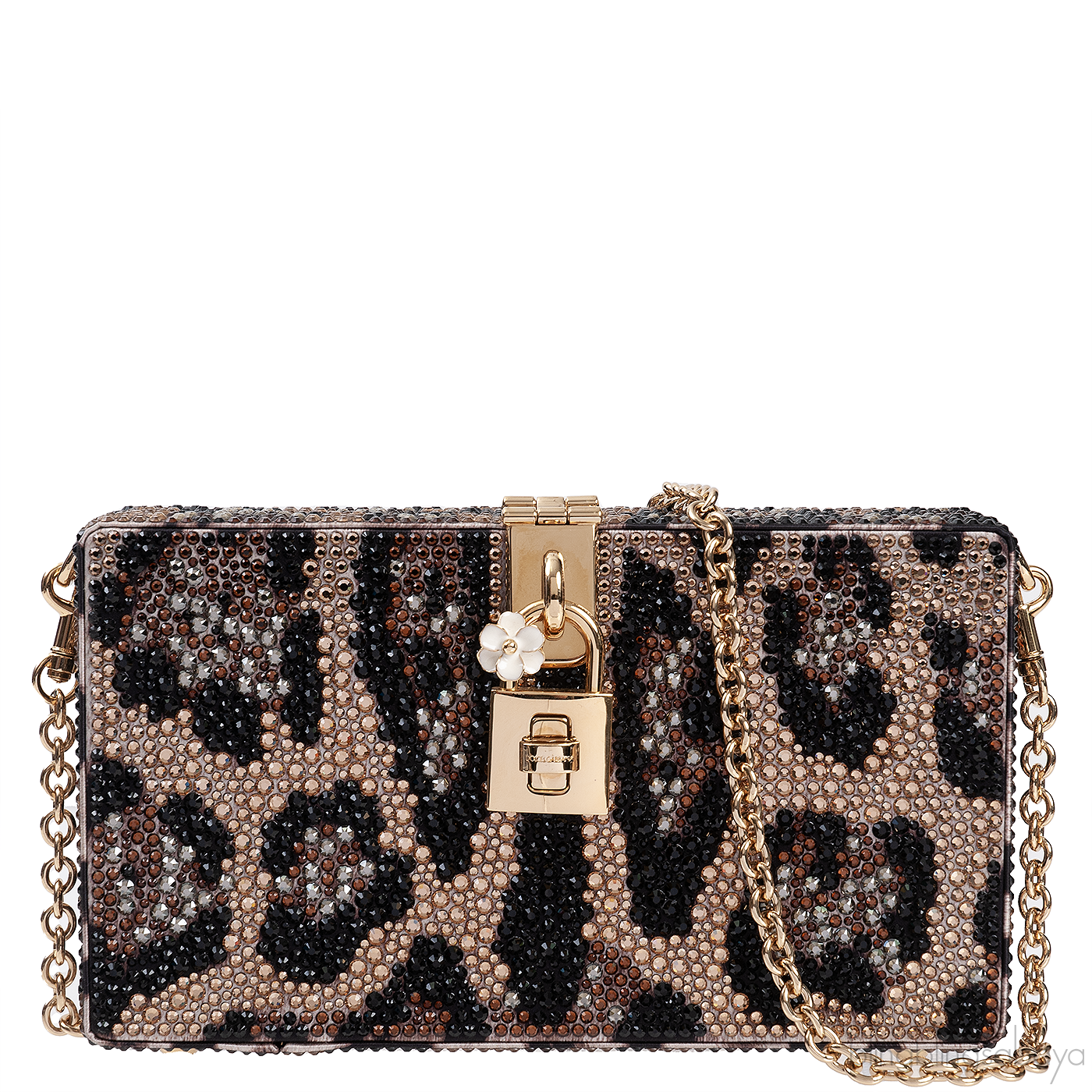 Dolce & Gabbana Leopard Crystal Hard Clutch Shoulder Bag