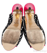 Pink Bow Black Polka-dot Platform Slingback Shoes