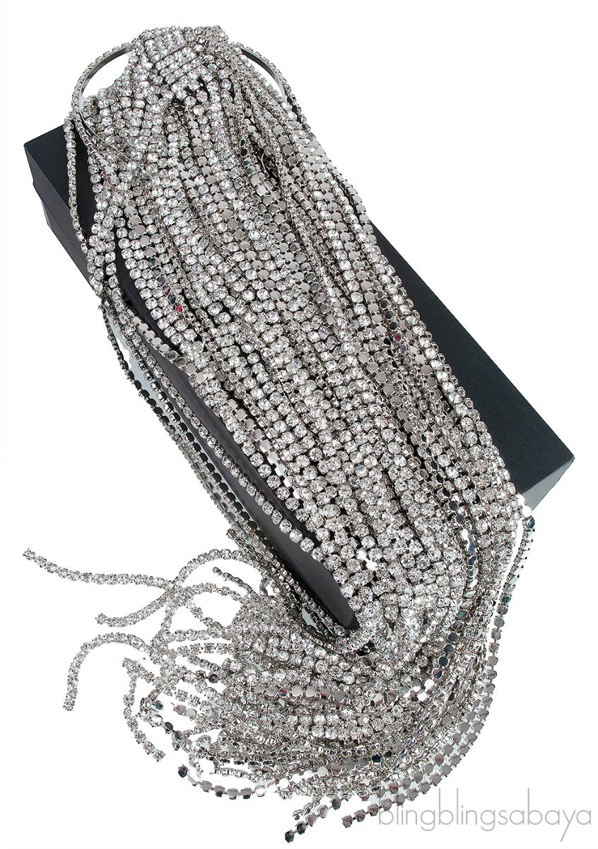 Long Crystal Hairpiece Silver