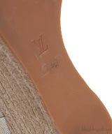 Light Blue/Beige Canvas Monogram Starboard Espadrille Wedge Sandals