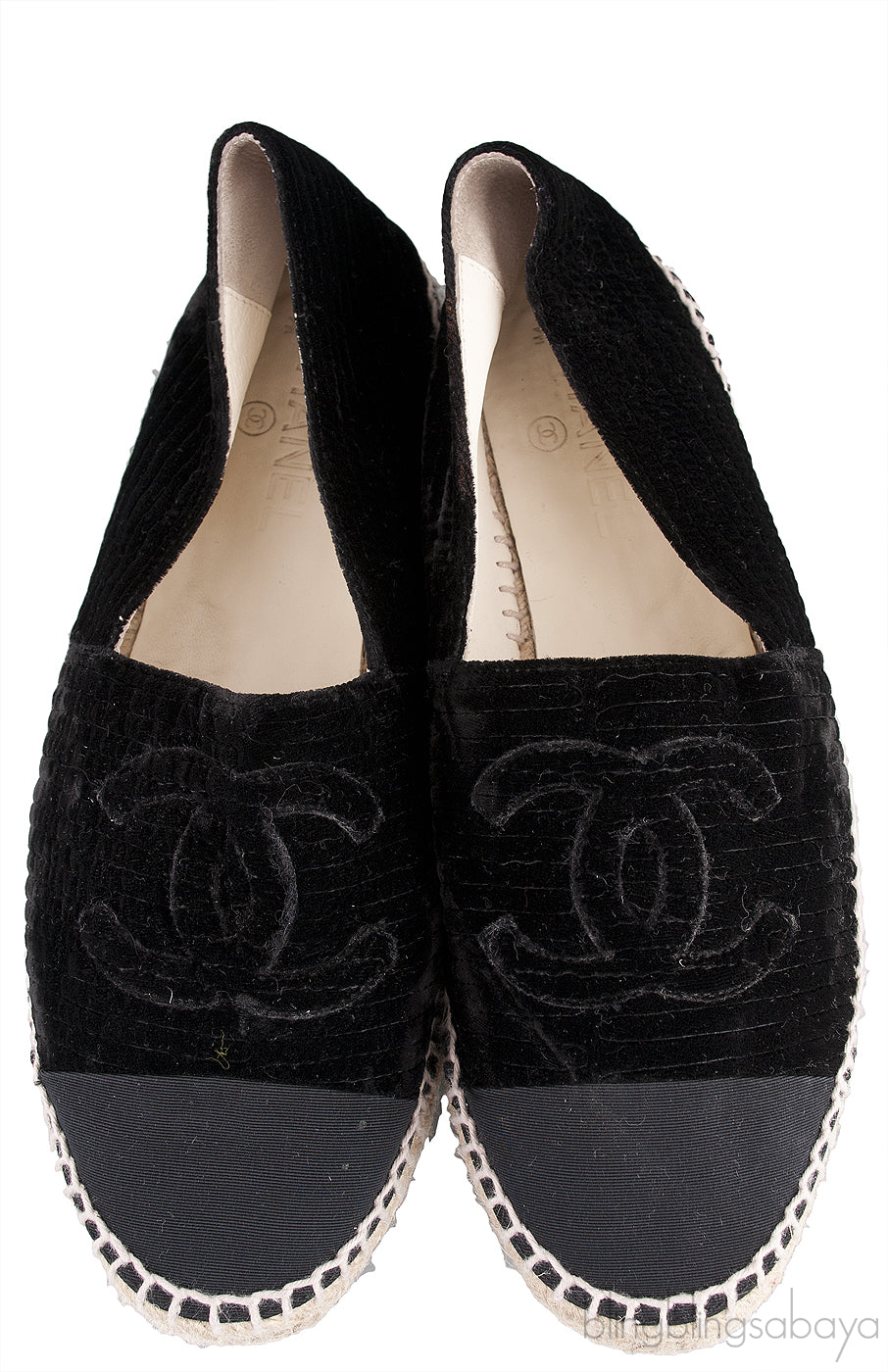 Chanel Velvet CC Cap Toe Espadrille