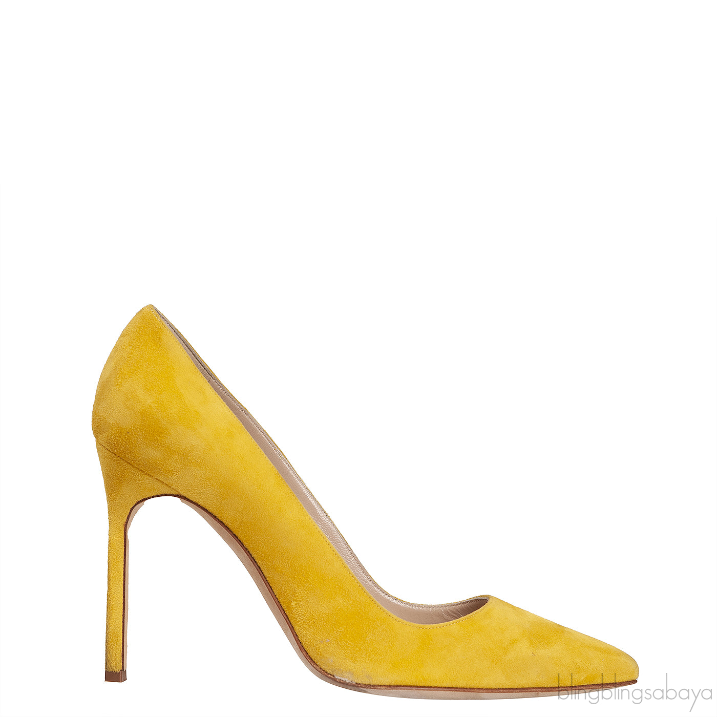 Yellow Suede Pointed Toe Heels