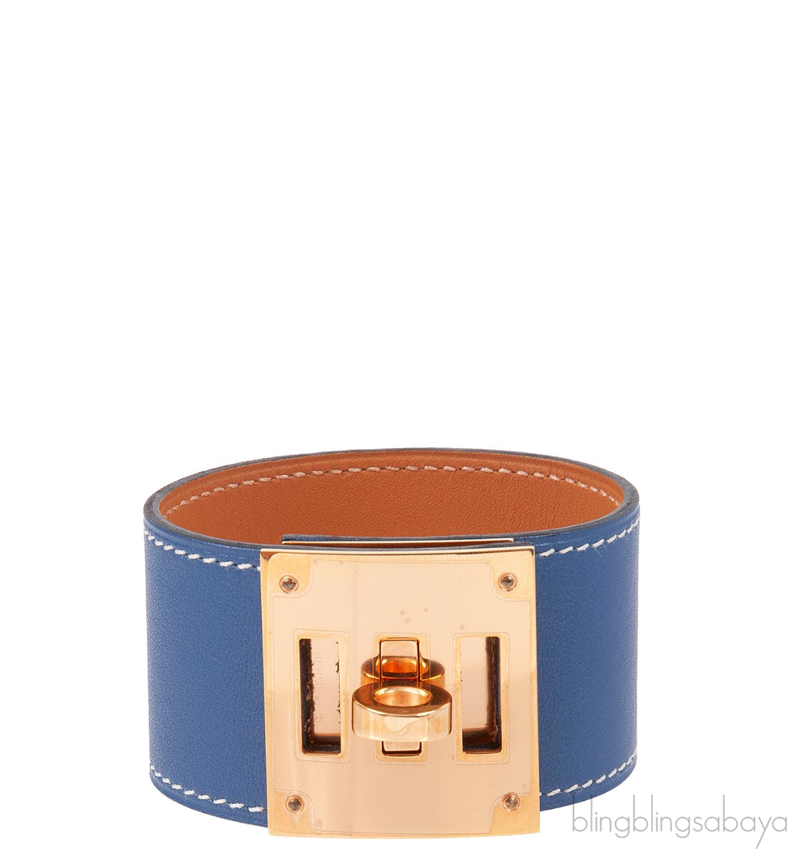 Hermes Blue Brighton Kelly Dog GHW Bracelet