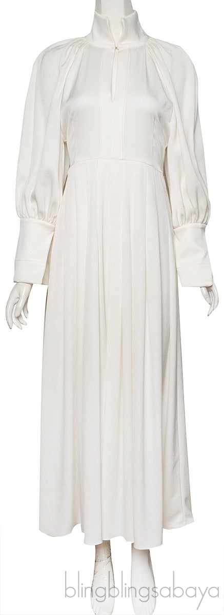 Off-white Pleated Maxi Dress