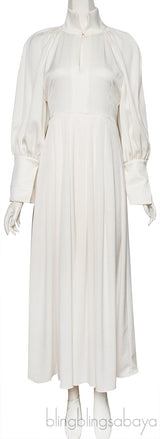 Off-white Pleated Maxi Dress