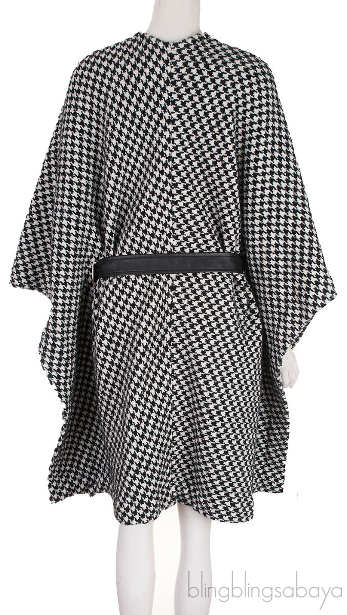 Giro Belted Houndtooth Poncho Coat