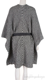 Giro Belted Houndtooth Poncho Coat