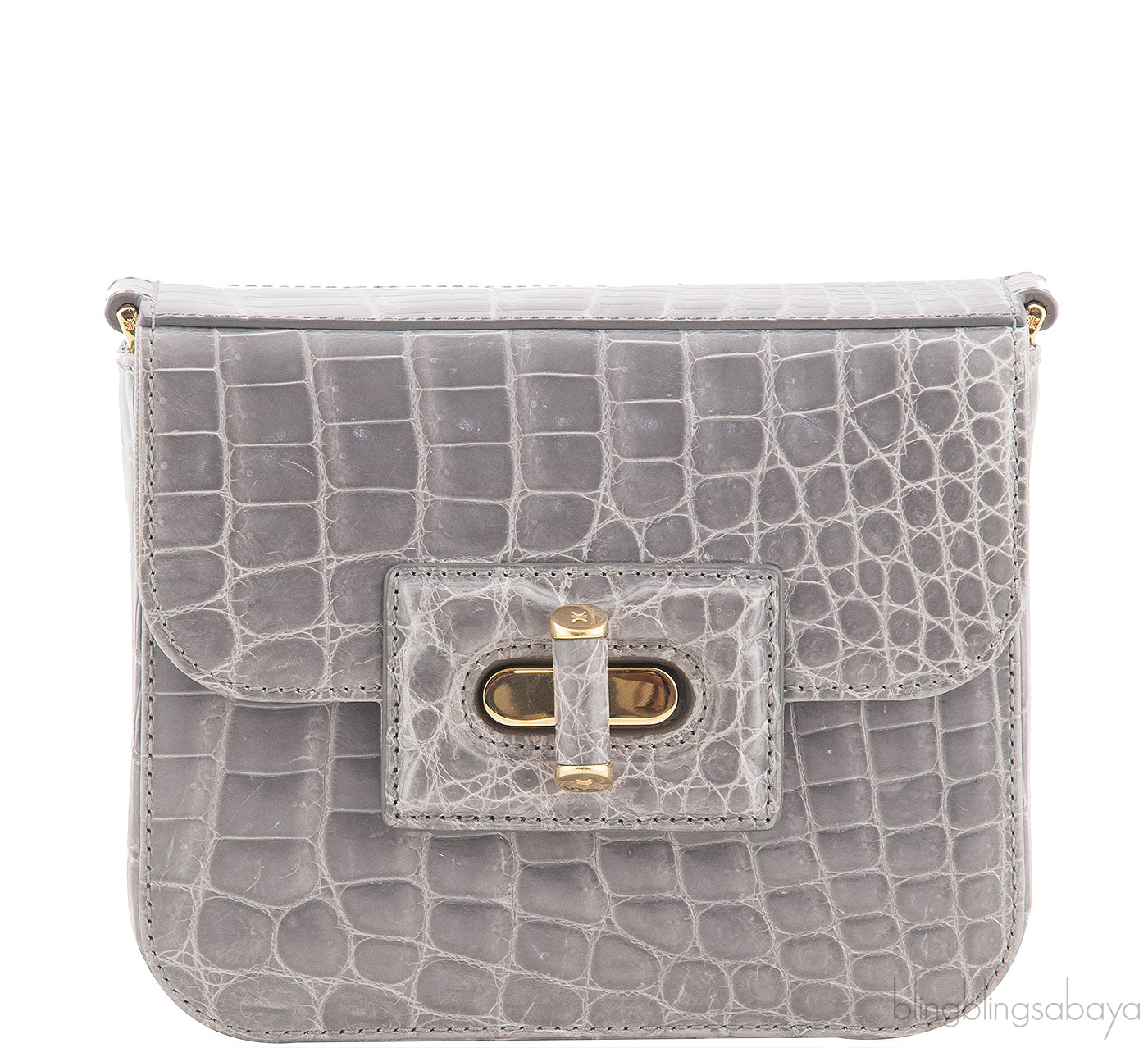 Grey Crocodile Shoulder Bag