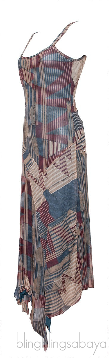 Multicolor Asymmetrical Hem Sleeveless Dress