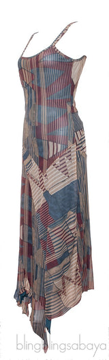 Multicolor Asymmetrical Hem Sleeveless Dress