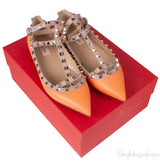 Orange Matte Rockstud Flat Ballerina