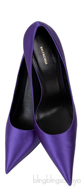 Purple Satin Pointed Toe Heels