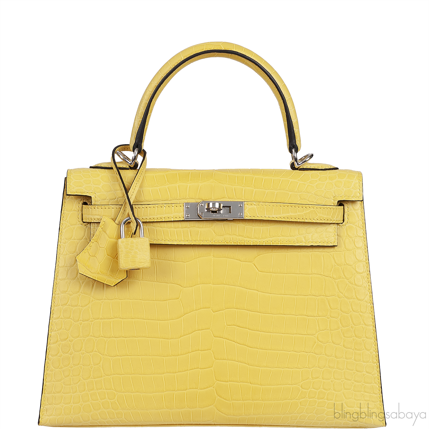 Hermes Kelly 25 Sellier Mimosa Matte Porosus Crocodile PHW