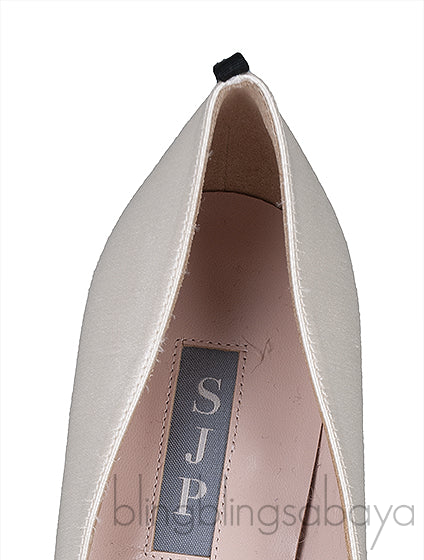 Off-white Satin Crystal Emb. heels