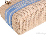 Lady Dior Natural Wicker & Light Blue Dior Oblique Jacquard Medium