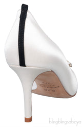 Off-white Satin Crystal Emb. heels